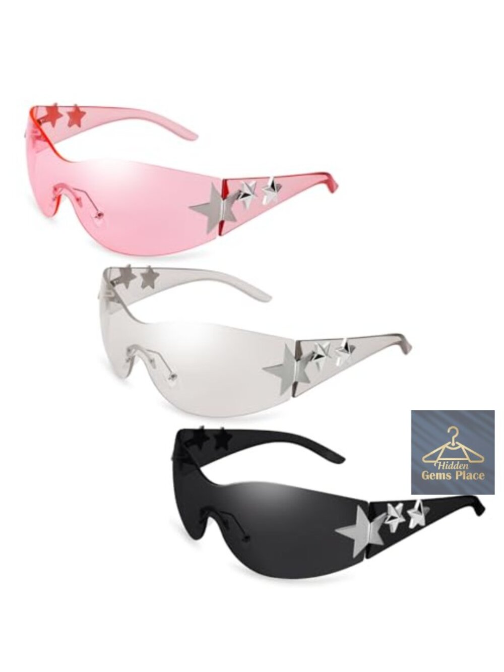 Y2K Star Sunglasses Polarized UV400 for Men Women Wrap Around